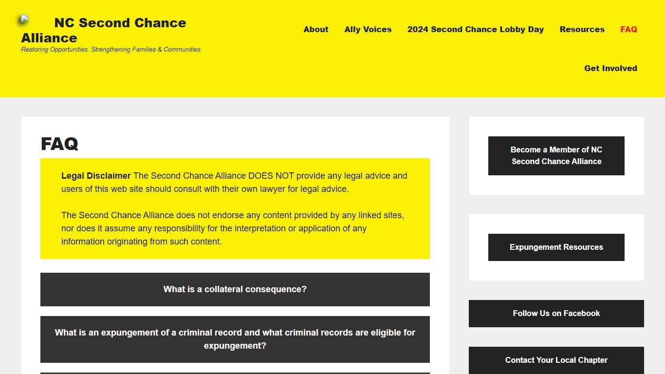 FAQ NC Second Chance Alliance